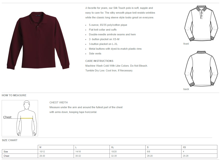 Youth Silk Touch™ Long Sleeve Polo
