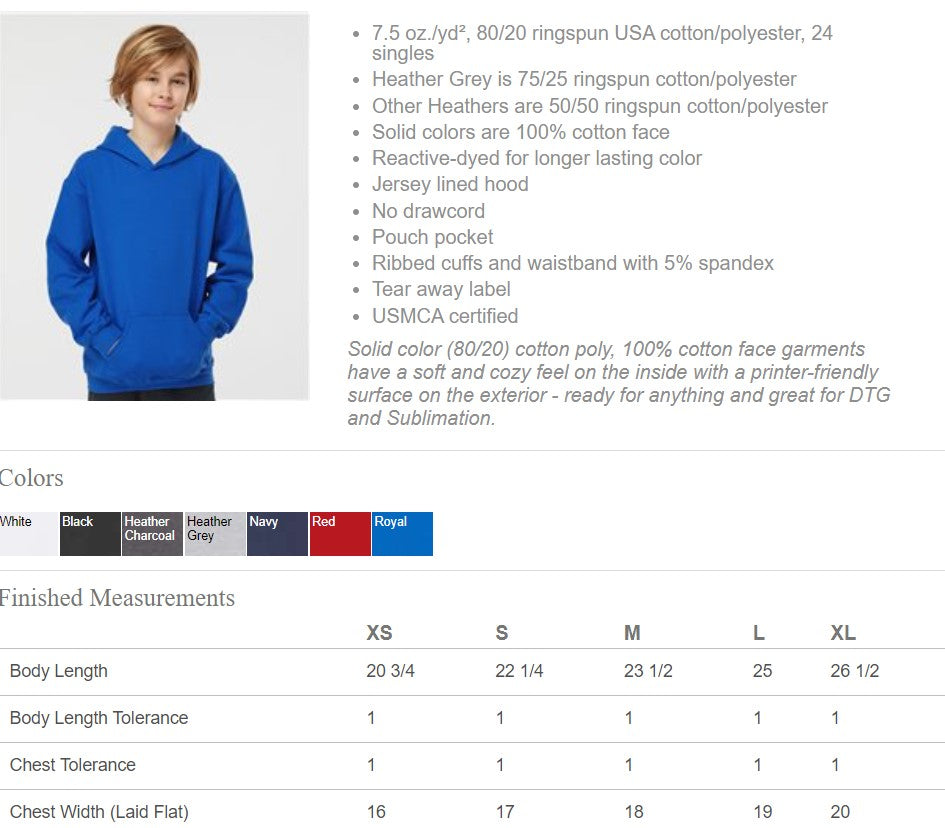 YOUTH HOODIE TULTEX