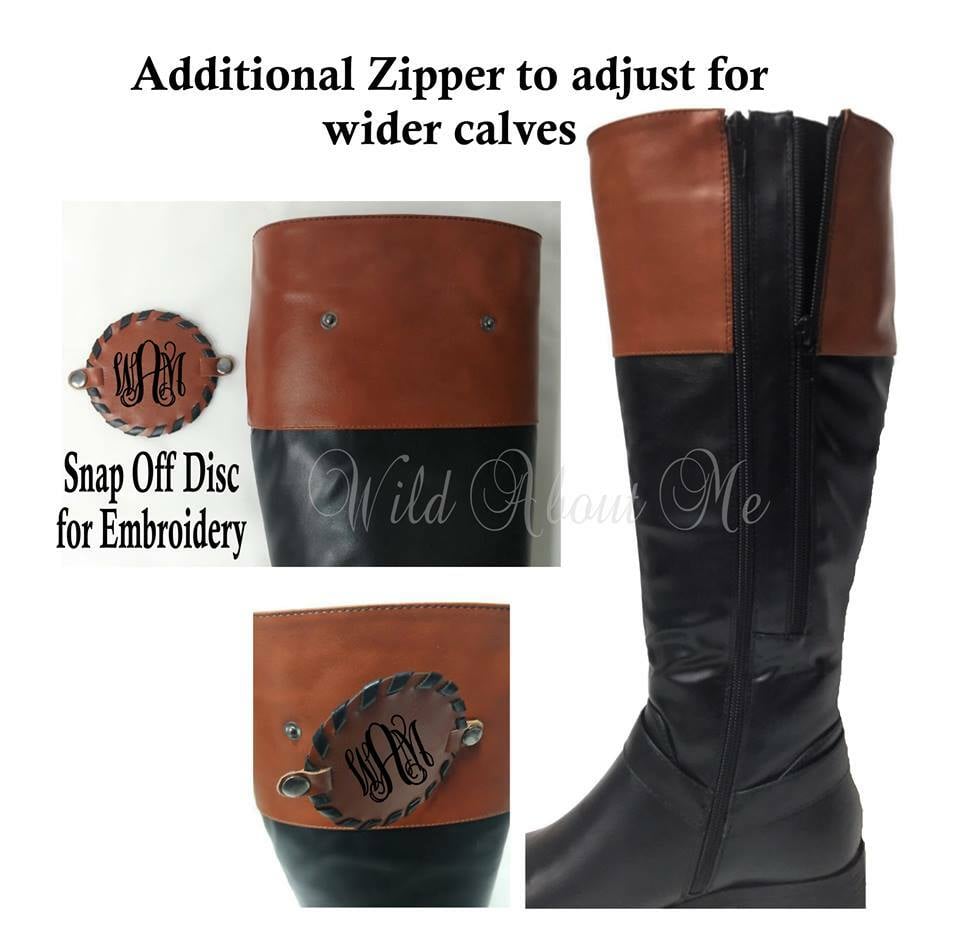 Ladies Monogrammed Disc Riding Boots