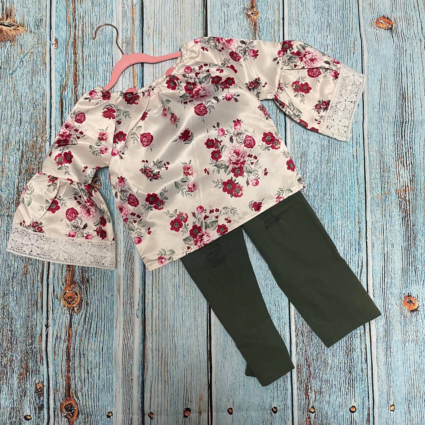 Floral Top with Green pants