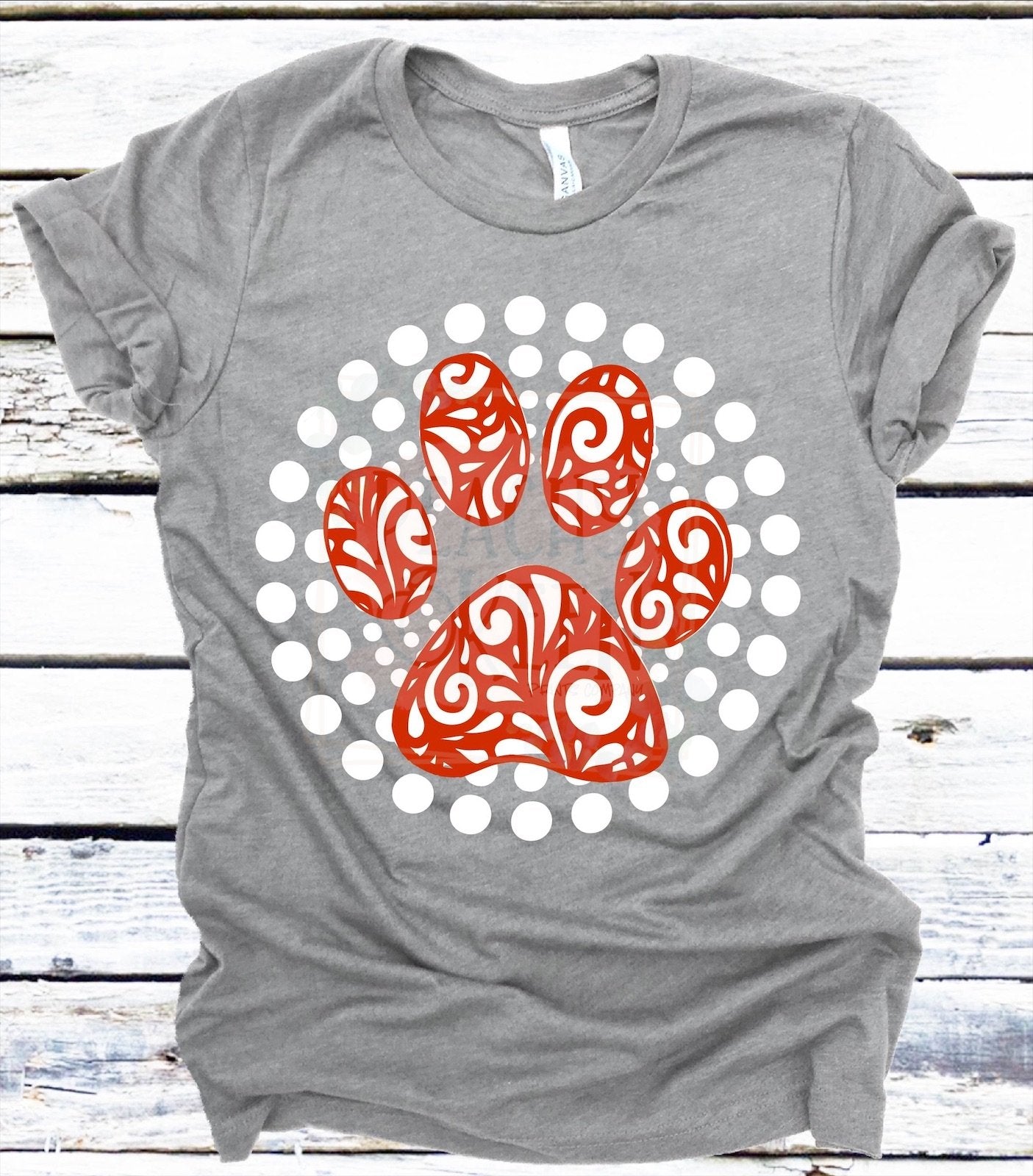 555. Orange Paw Swirl - Full Color