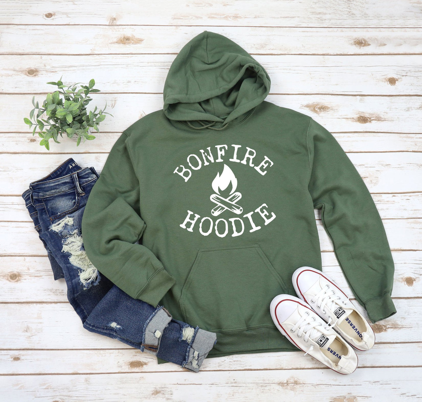 224. Bonfire Hoodie - White Ink
