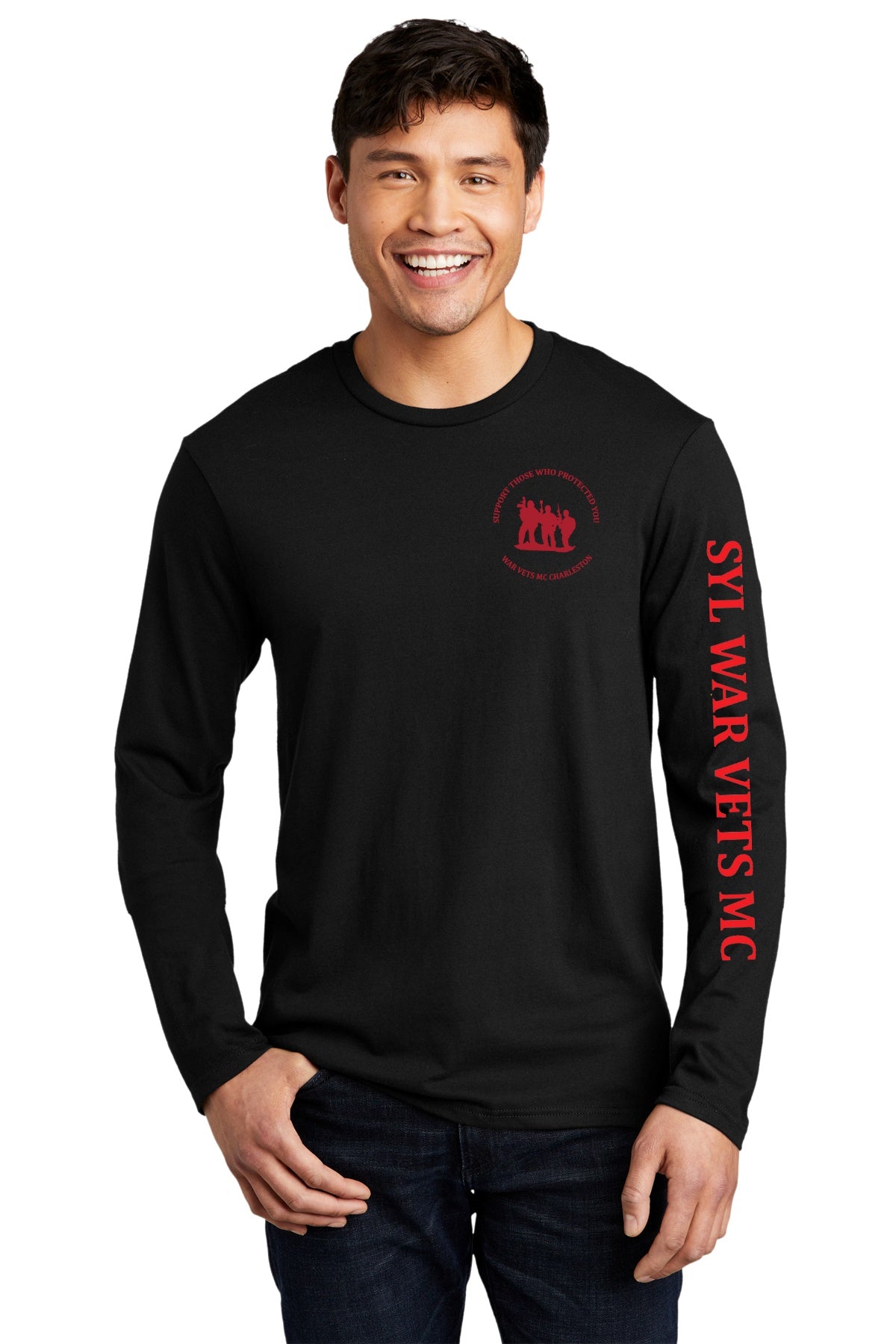 Long Sleeve - Black - Skull Gold/Red