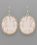 Cork Oval Earrings - White