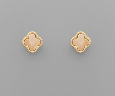 Stone Clover Earrings - Ivory
