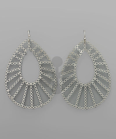 Silver Metal Teardrop Design Earrings