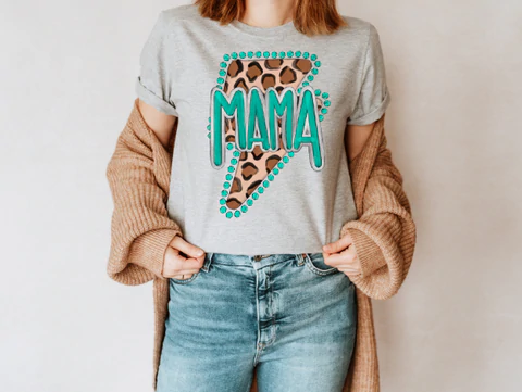 217. Turquoise Leopard Mama - Full Color