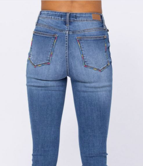 Judy Blue Rainbow Thread Skinny Jeans