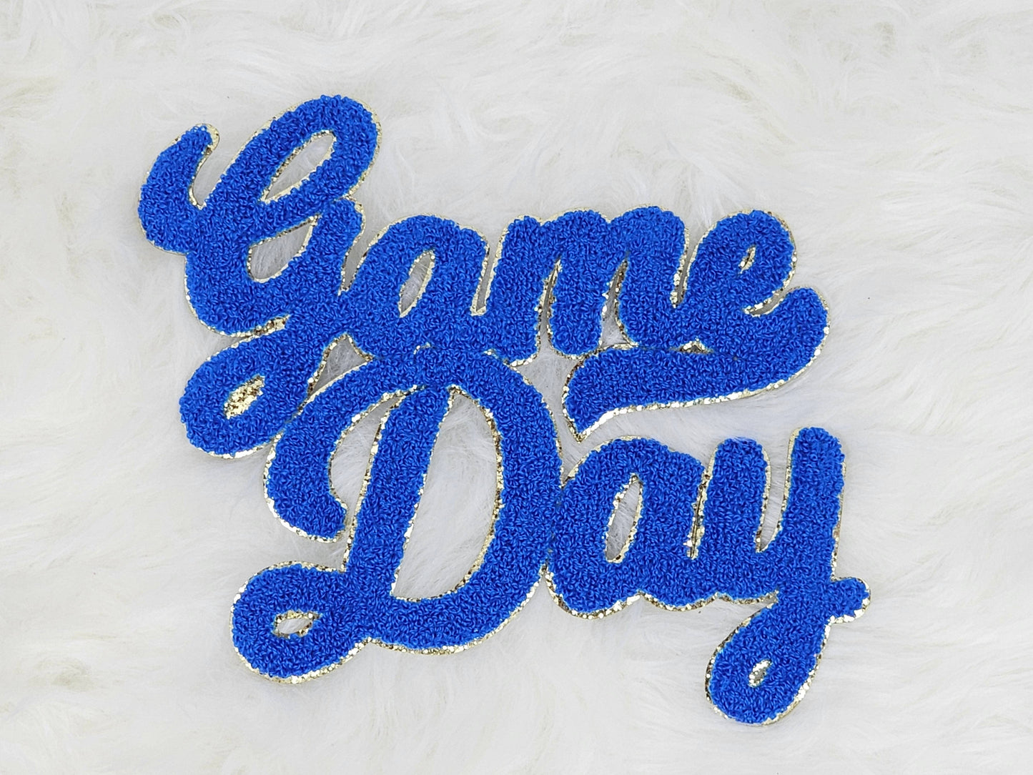 Large Game Day Chenille Iron-on Patch: White