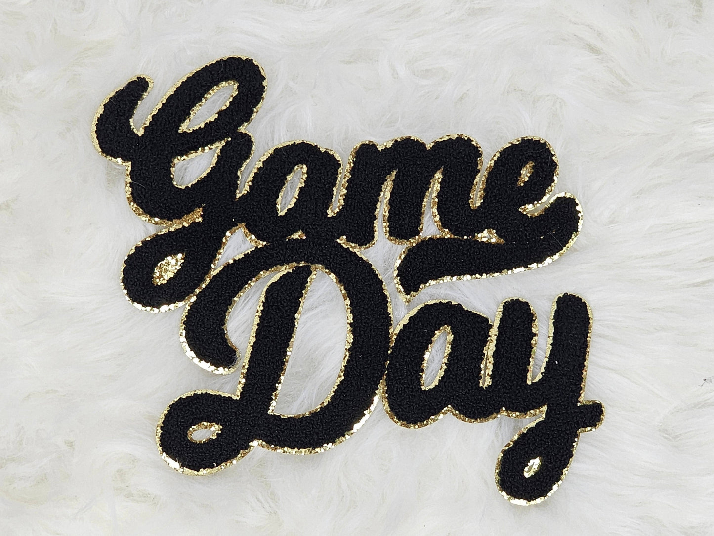 Large Game Day Chenille Iron-on Patch: White