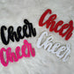 Large Cursive Cheer Chenille Iron-on Patch: Pink
