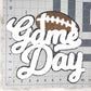 Large White Football Game Day Chenille Iron-on Black Glitter Patch
