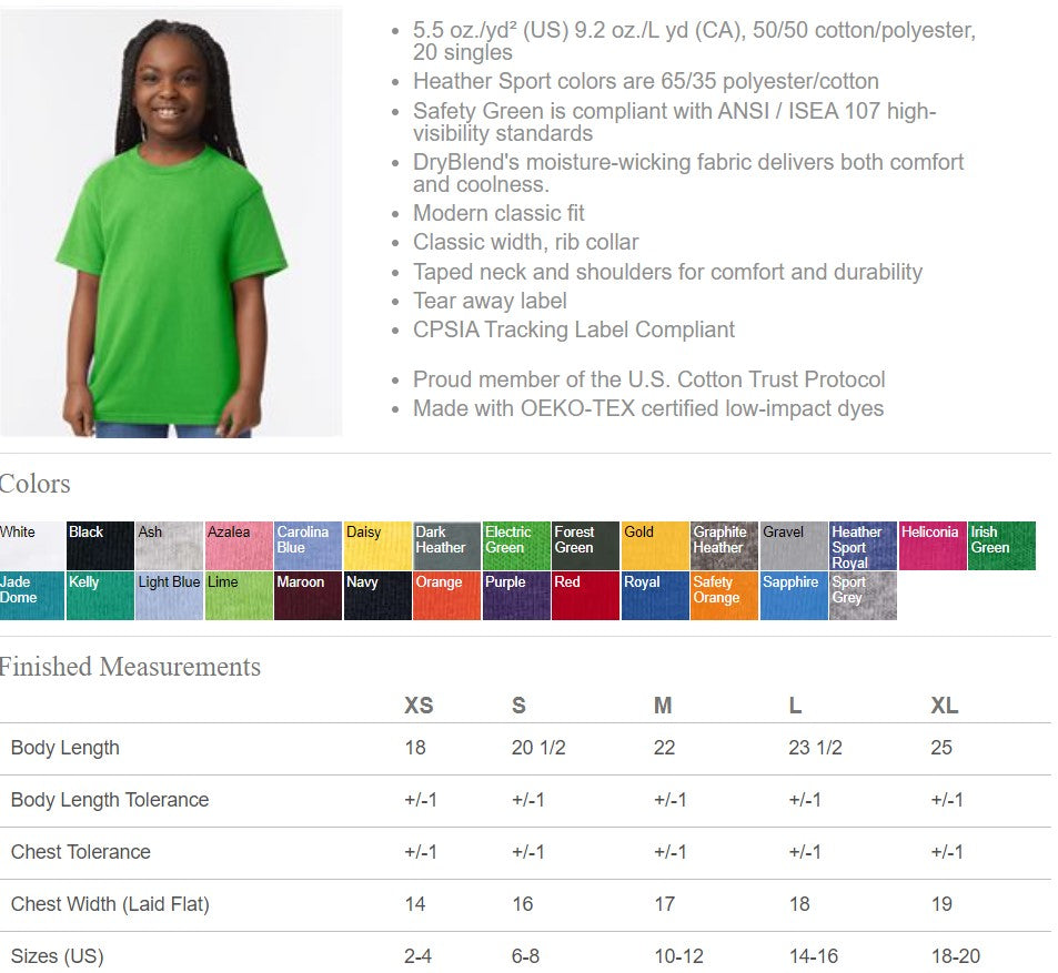 Youth Gildan Dry Blend