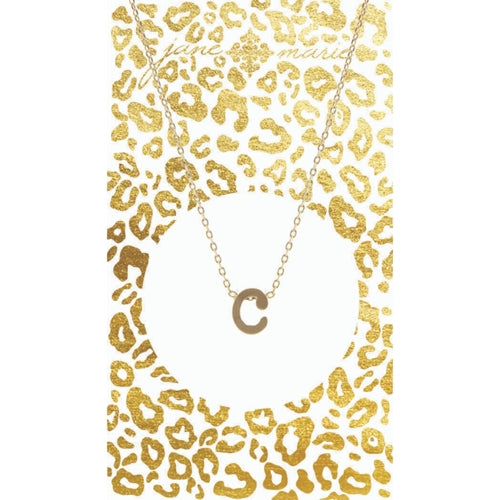 Gold Block Initial Necklace