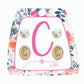 Kid's Gold Initial With Pearl Stud Earring Set
