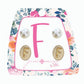 Kid's Gold Initial With Pearl Stud Earring Set