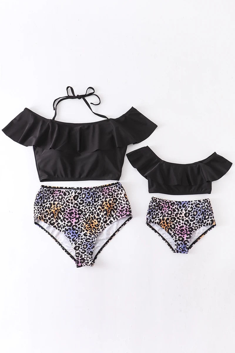 Colorful Leopard Mommy & Me Swimsuits