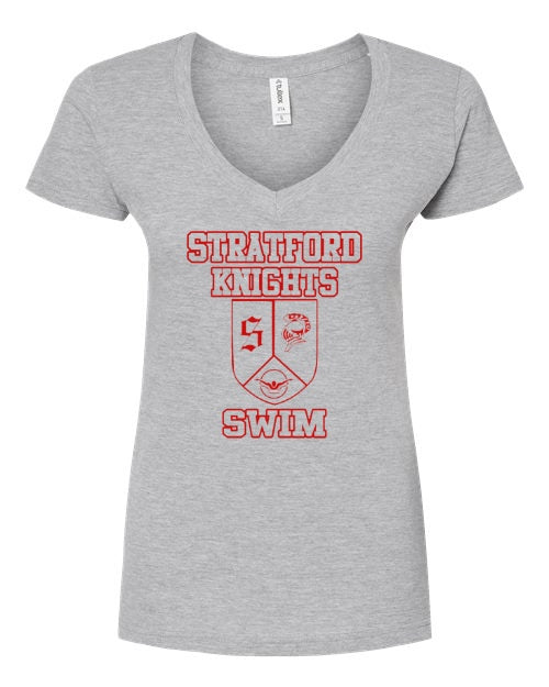 Women's Slim Fit Fine Jersey V-Neck T-Shirt - Grey - Shield