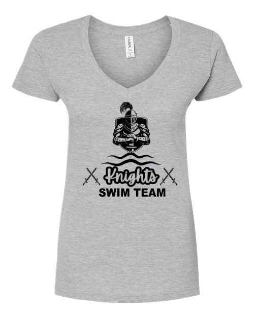Women's Slim Fit Fine Jersey V-Neck T-Shirt - Grey - KNIGHT