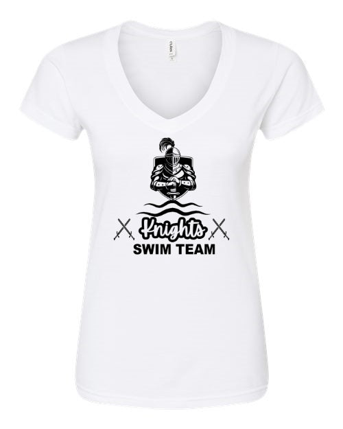 Women's Slim Fit Fine Jersey V-Neck T-Shirt - White - KNIGHT