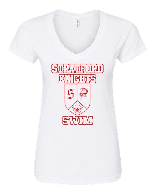 Women's Slim Fit Fine Jersey V-Neck T-Shirt - White - Shield