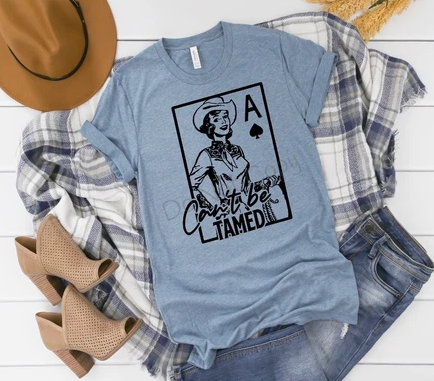298. Can't Be Tamed Vintage Cowgirl - Black Ink