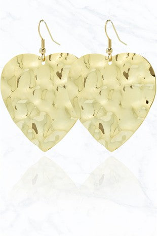 Gold Reflective Heart Drop Earrings