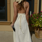Open Back Halter Slit Woven Maxi Dress