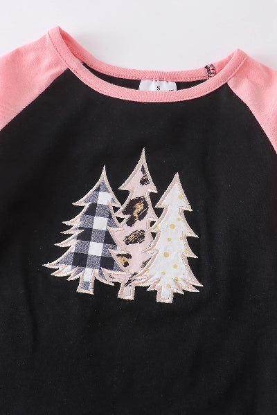 Pink Christmas Tree Icing sleeve shirt