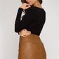 FAUX LEATHER WRAP SKIRT - CAMEL