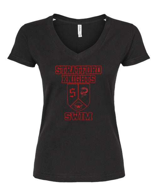 Women's Slim Fit Fine Jersey V-Neck T-Shirt - Black - Shield