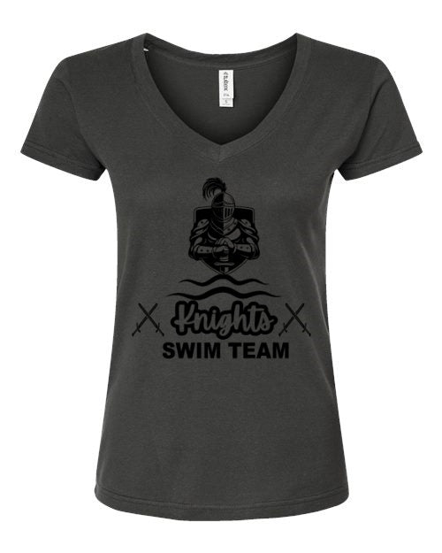 Women's Slim Fit Fine Jersey V-Neck T-Shirt - Charcoal - KNIGHT