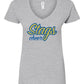 Women's Slim Fit Fine Jersey V-Neck T-Shirt - Heather Grey - Stags Cheer