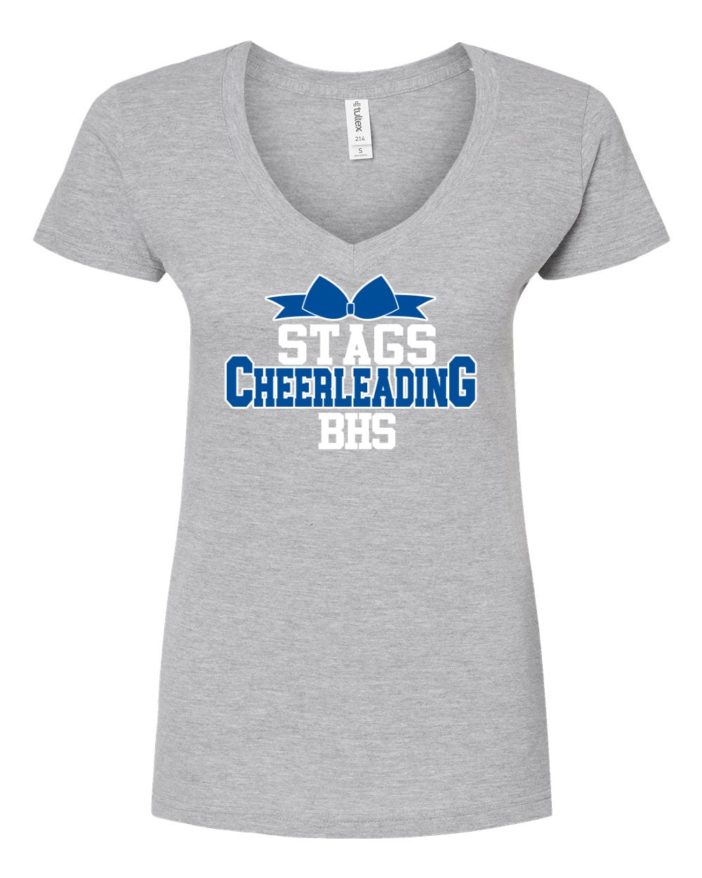 Women's Slim Fit Fine Jersey V-Neck T-Shirt - Heather Grey - Bow Stags