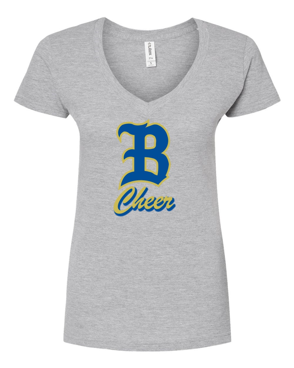 Women's Slim Fit Fine Jersey V-Neck T-Shirt - Heather Grey - B Cheer
