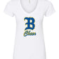 Women's Slim Fit Fine Jersey V-Neck T-Shirt - White - B Cheer