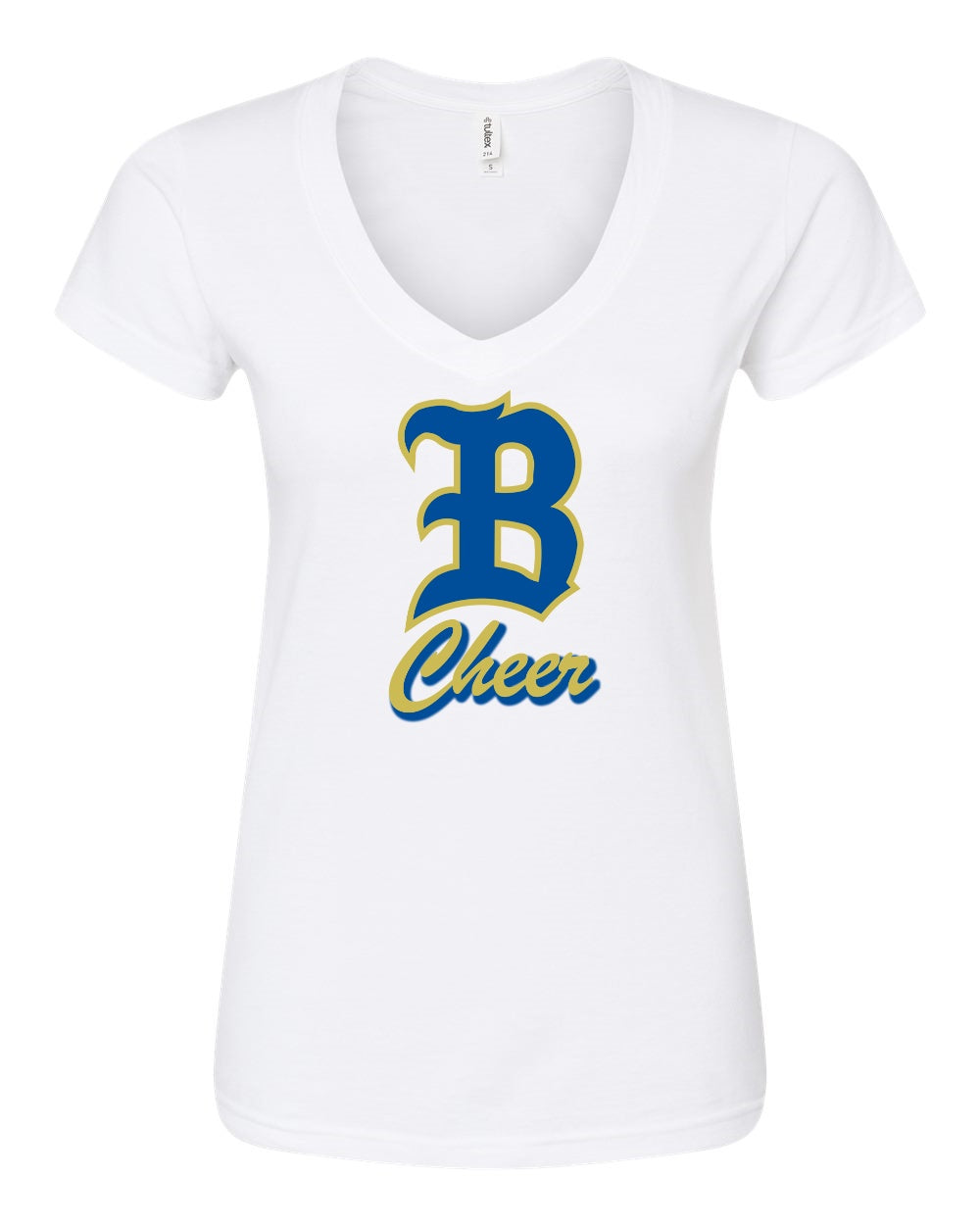 Women's Slim Fit Fine Jersey V-Neck T-Shirt - White - B Cheer