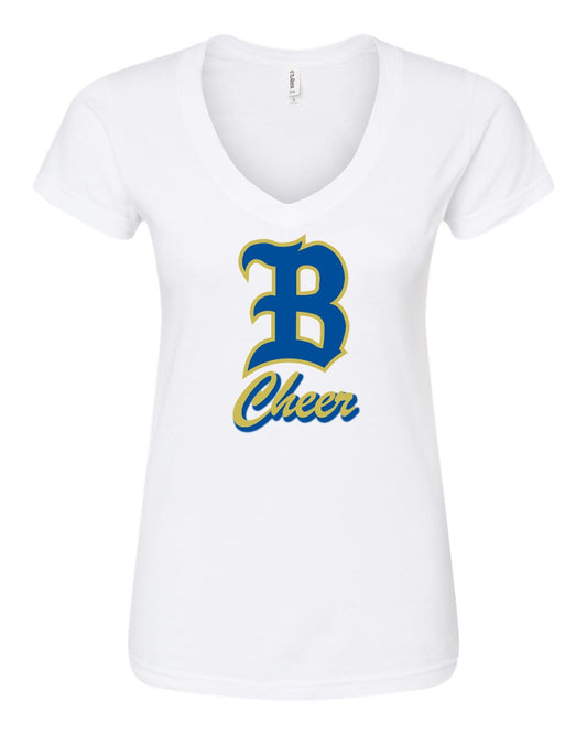 Women's Slim Fit Fine Jersey V-Neck T-Shirt - White - B Cheer