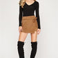 FAUX TWILL SUEDE SHORTS WITH SIDE TIE DETAIL