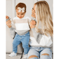 Crawford Mommy & Me Bubble Sleeve Sweater - Pink, White & Gray Stripe