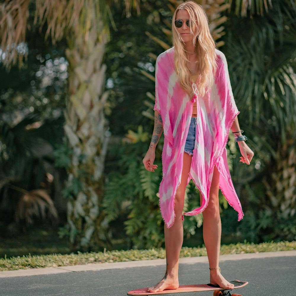 Hot Pink Tie Dye Swim Cover Up