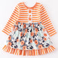 Orange Stripe Mint Floral Ruffle Dress