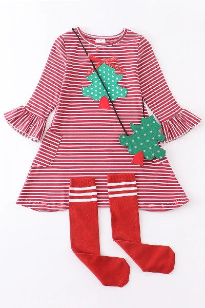 Red Stripe Christmas Tree 3pc