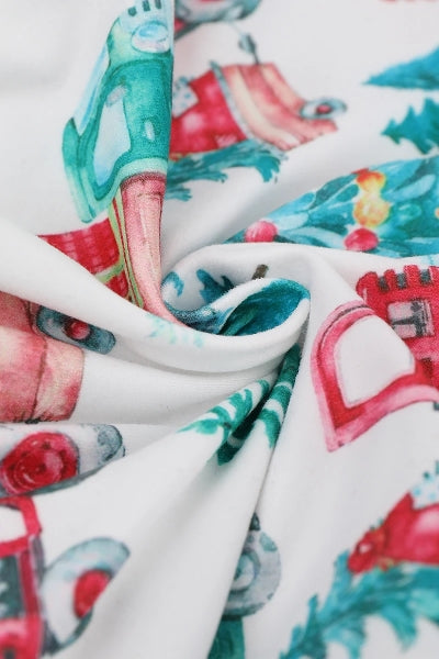 Christmas Tractor Romper White/Green/Red