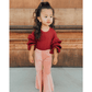 Lina Pleated Velour Bell Bottoms - Lollipop Pink