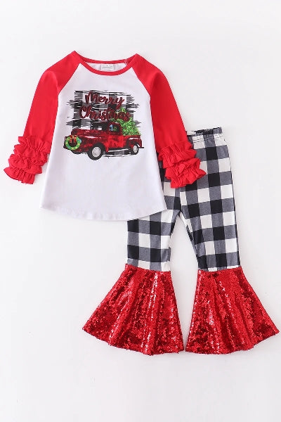 Red Christmas Truck Bell Bottoms