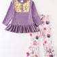 Lavender Floral Ruffle Pants Set