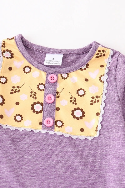 Lavender Floral Ruffle Pants Set