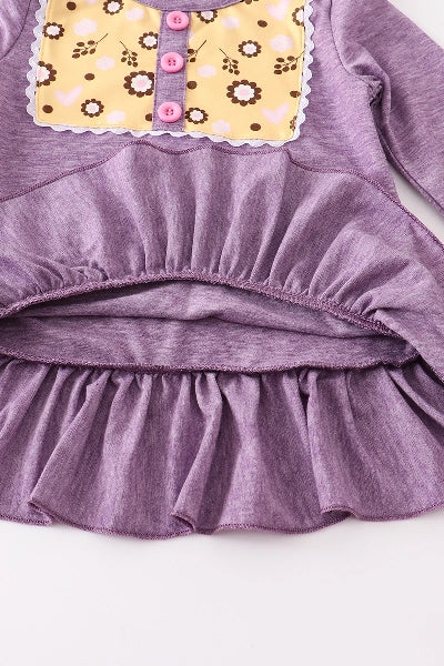 Lavender Floral Ruffle Pants Set