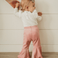 Lina Pleated Velour Bell Bottoms - Lollipop Pink